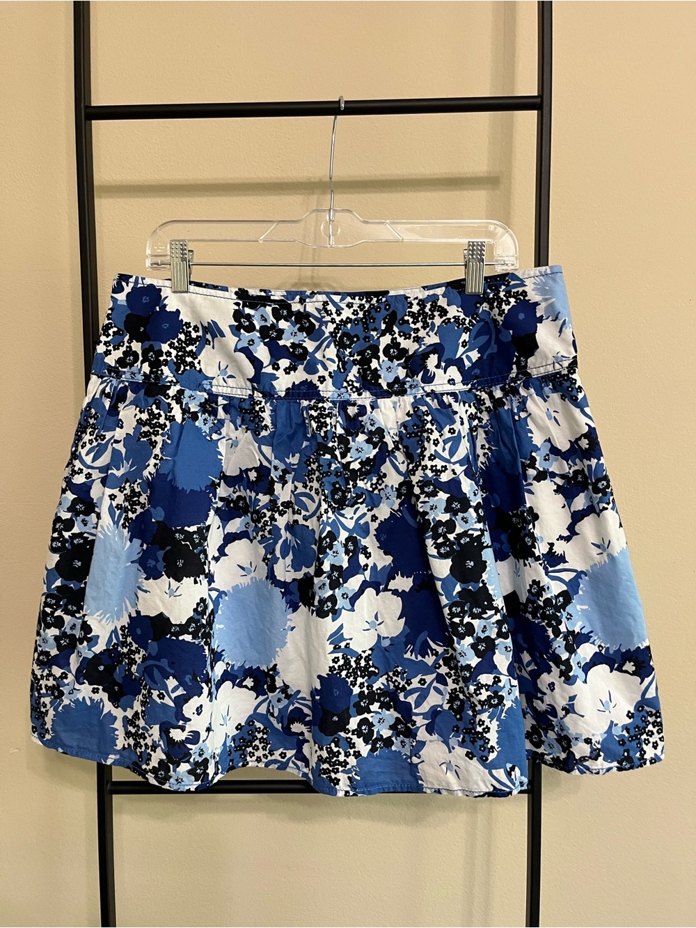 LOFT Outlet Blue Floral A-Line Skirt 12 Preppy Coastal Grandmillennial Summer - Picture 9 of 13